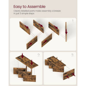 Trefomet mini bokhylle – 5 hyller, vintage brun, 17,2 × 30 × 51 cm