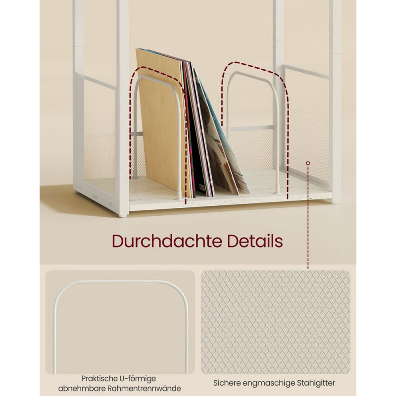 Vintage hvitt nattbord med 3 hyller – 43 × 30 × 69 cm