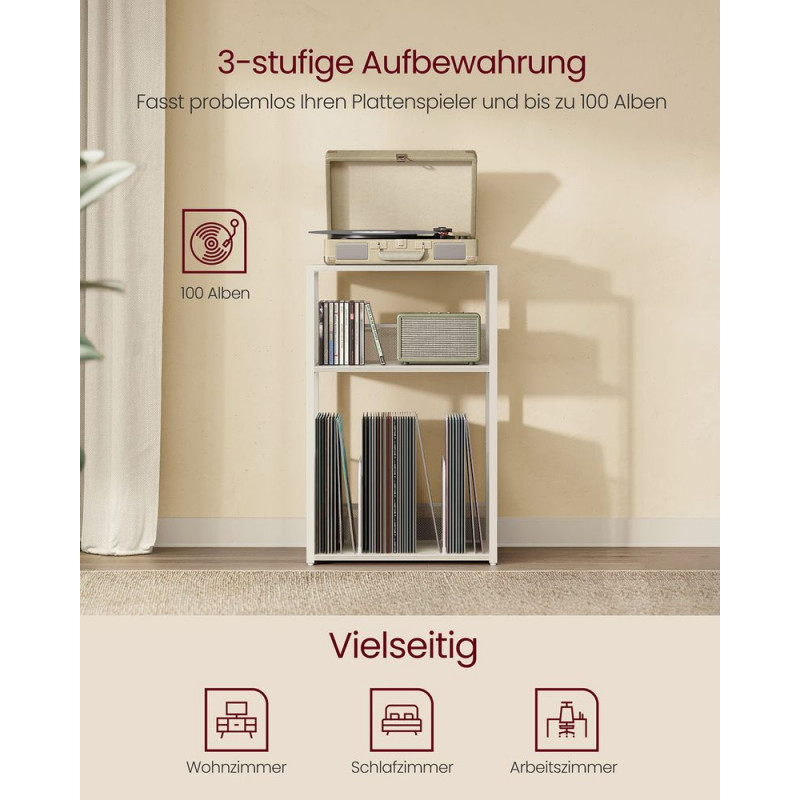 Vintage hvitt nattbord med 3 hyller – 43 × 30 × 69 cm