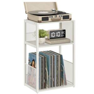 Vintage hvitt nattbord med 3 hyller – 43 × 30 × 69 cm