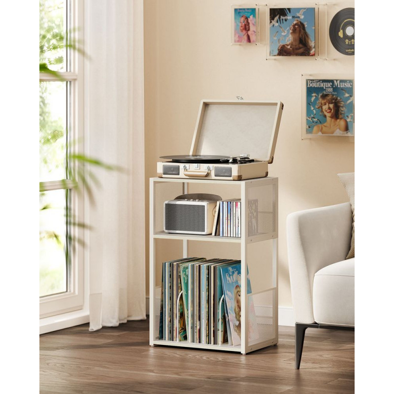 Vintage hvitt nattbord med 3 hyller – 43 × 30 × 69 cm