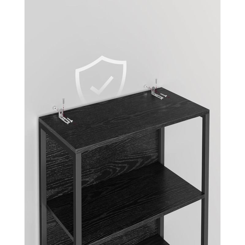 Bokhylle med fargejusterbar LED-belysning – 6 hyller, 178 cm, svart stålramme