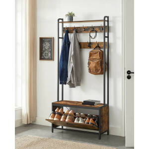 Garderobestativ til gang med skoskap, 9 kroker – industrielt design