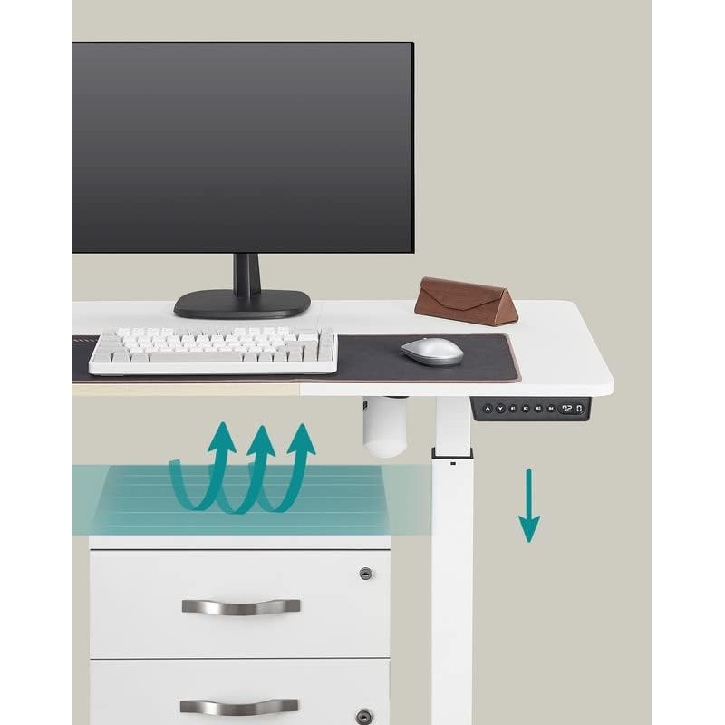 Hev- og senkbart elektrisk skrivebord med minnefunksjon – hvit, 140 × 60, 72–120 cm