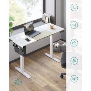 Hev- og senkbart elektrisk skrivebord med minnefunksjon – hvit, 140 × 60, 72–120 cm