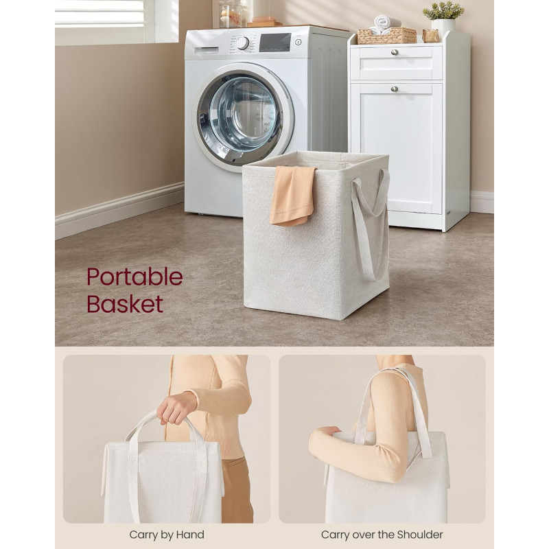 Hvitt baderomsskap med innebygd vaskekurv + skuff – 40 × 40 × 80,2 cm