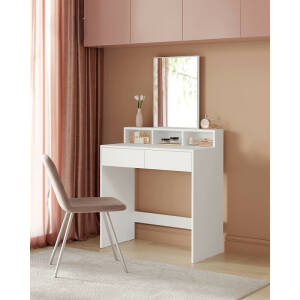 Hvitt sminkebord med speil – 80 × 40 × 140 cm