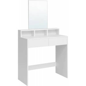 Hvitt sminkebord med speil – 80 × 40 × 140 cm
