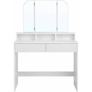 Hvitt sminkebord med tredelt speil