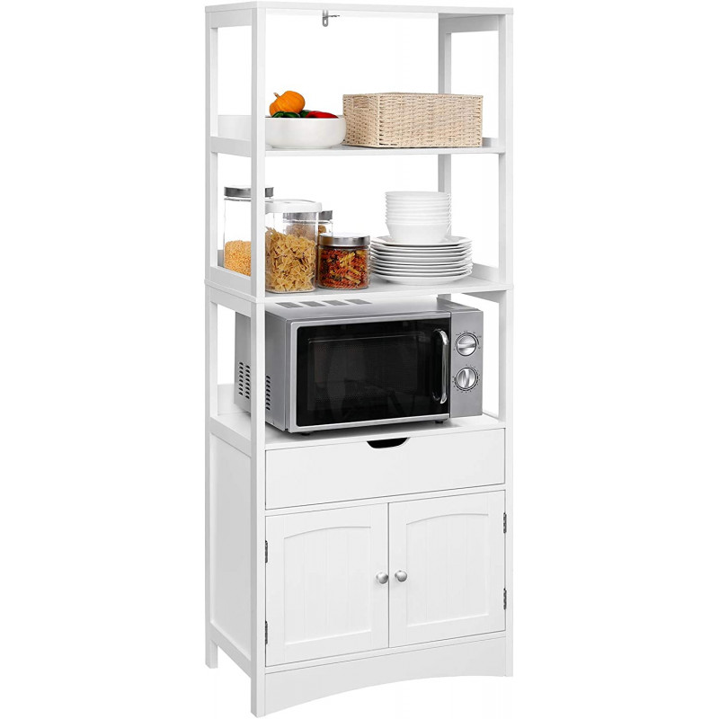 Kombinert oppbevaringsskap med tre åpne hyller, 60 × 32,5 × 154 cm