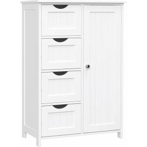 Oppbevaringsskap i retro hvit med 4 skuffer – 55 × 30 × 82 cm