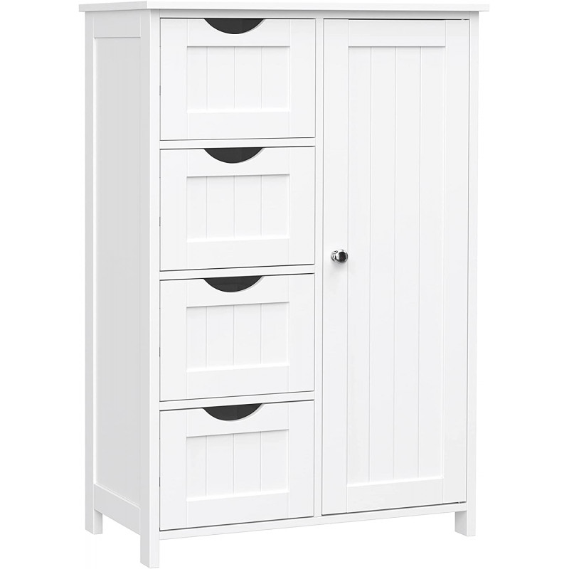 Oppbevaringsskap i retro hvit med 4 skuffer – 55 × 30 × 82 cm