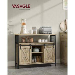 Skänk i industriell stil med skjutdörrar, turkis/brun – 33×100×80 cm