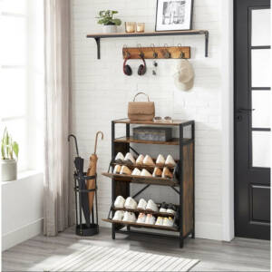 Skoskap med skohylle for 8–12 par – vintage brun, 60 × 30 × 95 cm