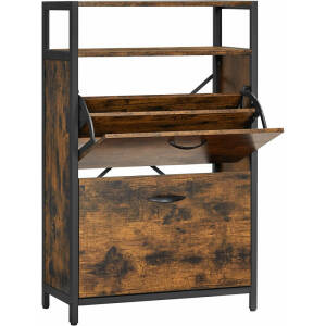 Skoskap med skohylle for 8–12 par – vintage brun, 60 × 30 × 95 cm