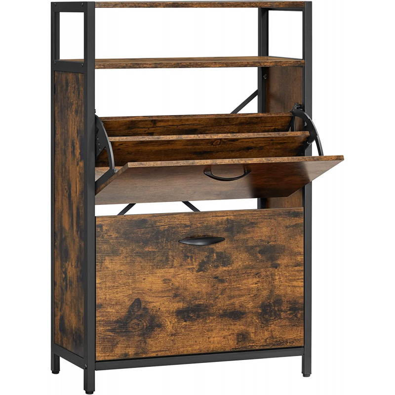 Skoskap med skohylle for 8–12 par – vintage brun, 60 × 30 × 95 cm