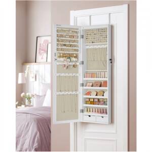 Smykkeskap med speil for vegg eller dør – plassbesparende design 37 × 120 cm