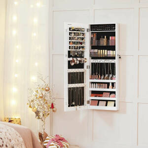 Smykkeskap med speil og oppbevaring – dør/vegg, 37,5 × 9,7 × 108 cm