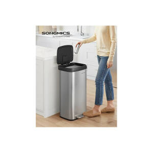 Søppelbøtte med pedal 68 L – uttakbar innerbøtte, rustfritt stål