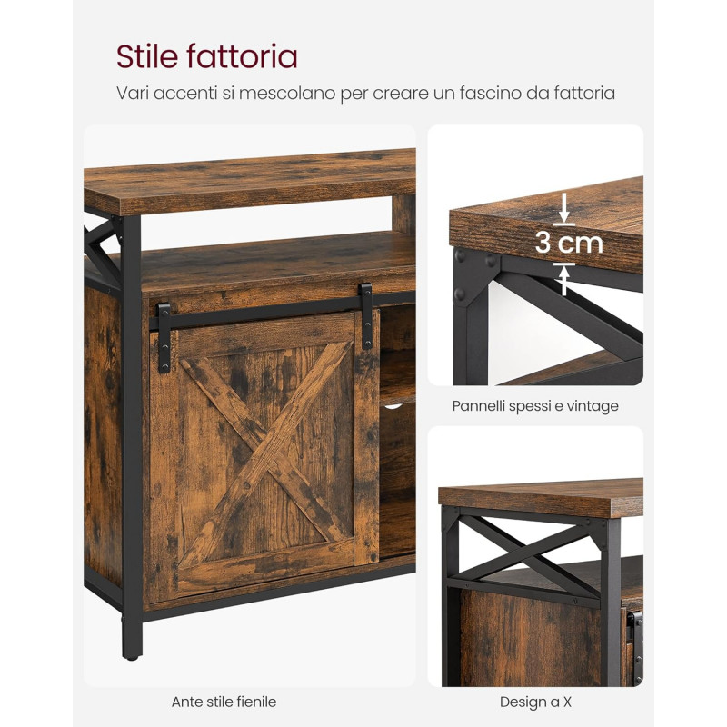 TV-benk i industriell rustikk design – vintage brun/svart, 147 × 40 × 76 cm