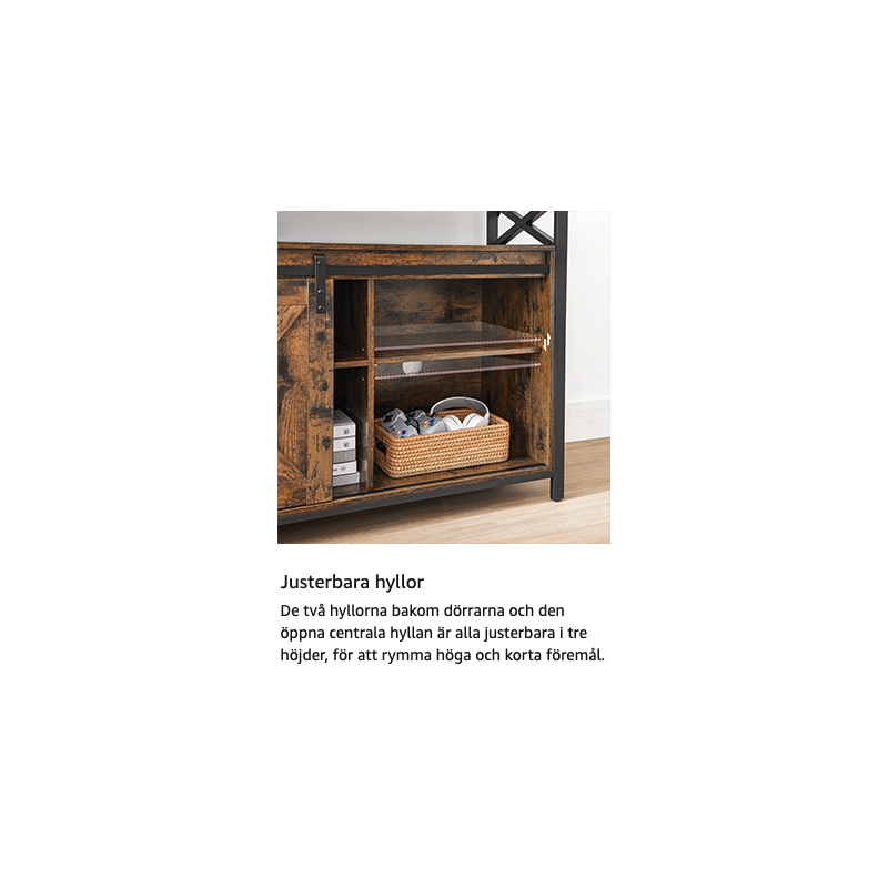 TV-benk i industriell rustikk design – vintage brun/svart, 147 × 40 × 76 cm