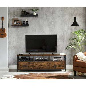 TV-benk med 3 skuffer i industriell design – 147 × 40 × 50 cm, opptil 65”