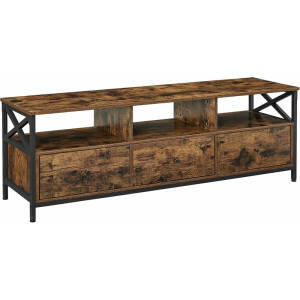 TV-benk med 3 skuffer i industriell design – 147 × 40 × 50 cm, opptil 65”