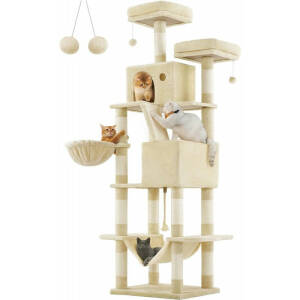 XXL kloretre i lys beige med to koselige huler – høyde 206 cm