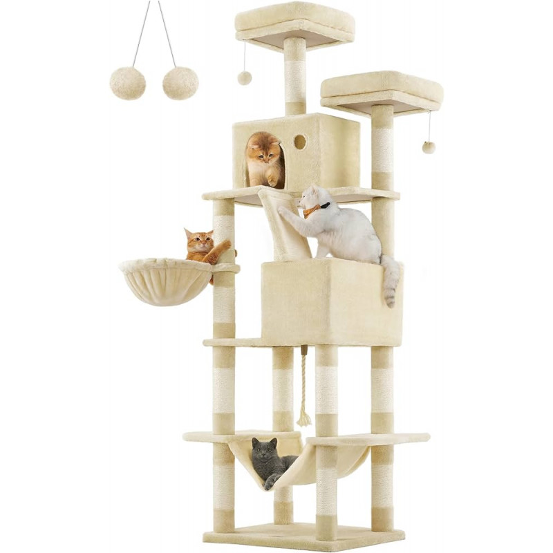 XXL kloretre i lys beige med to koselige huler – høyde 206 cm