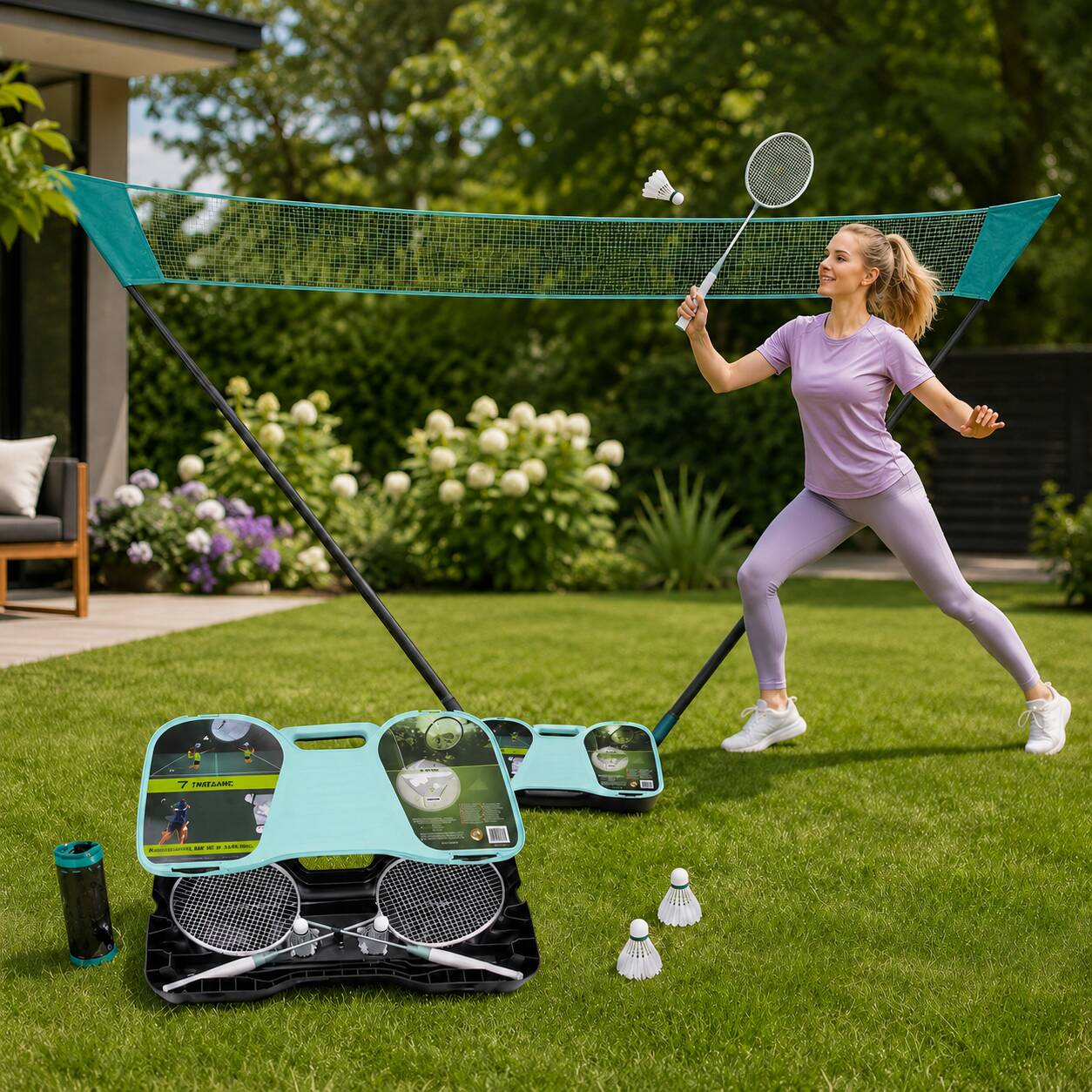 Badmintonsett I Etui Blå Hvit Plast - Bilde 2