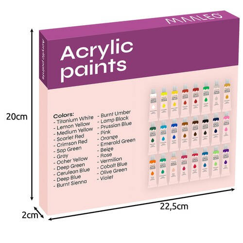 Akrylmaling Sett 24 Stk 12 ml Flerfarget - Bilde 3
