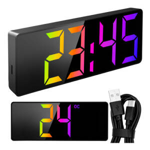 Vekkerklokke Med Fargerikt LED-Display Svart