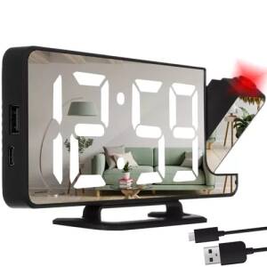 Vekkerklokke Med LED-Display Og Projektor Svart