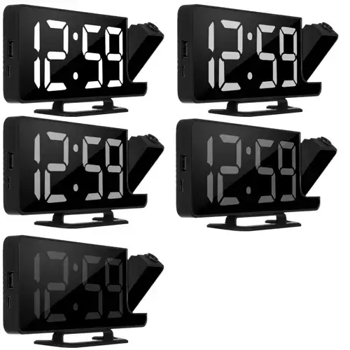 Vekkerklokke Med LED-Display Og Projektor Svart - Bilde 12