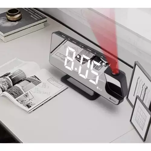 Vekkerklokke Med LED-Display Og Projektor Svart - Bilde 7