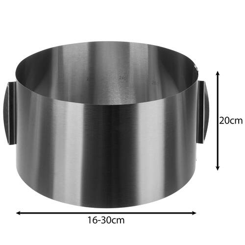 Justerbar kakering, 16–30 cm, ringform for kaker og konfekt, høyde 20 cm - Bilde 4