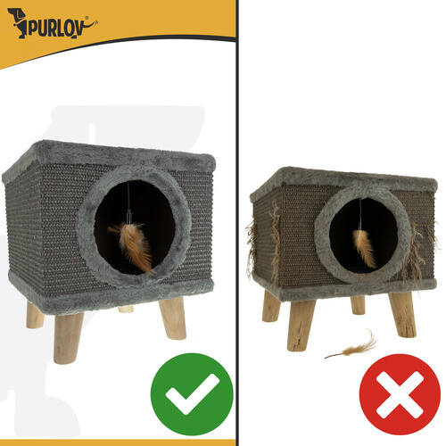 Kattehus Med Seng Grå Stoff - Bilde 6