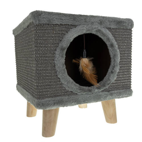 Kattehus Med Seng Grå Stoff - Bilde 9