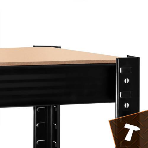 Oppbevaringshylle 700 kg, 150 x 75 x 30 cm Fleksibel 3 Hyller, Metall Svart - Bilde 15