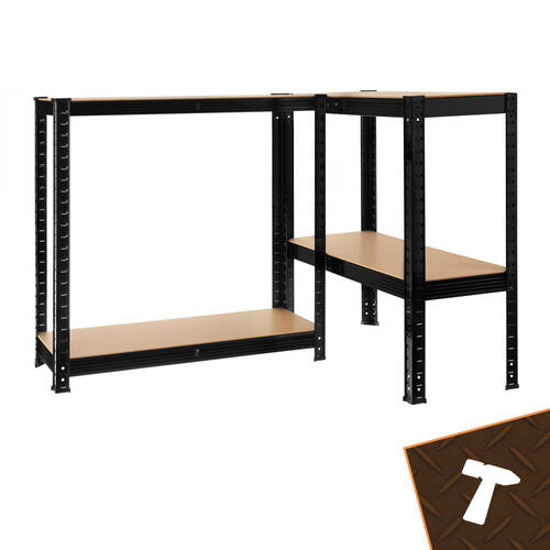 Oppbevaringshylle 700 kg, 150 x 75 x 30 cm Fleksibel 3 Hyller, Metall Svart - Bilde 18