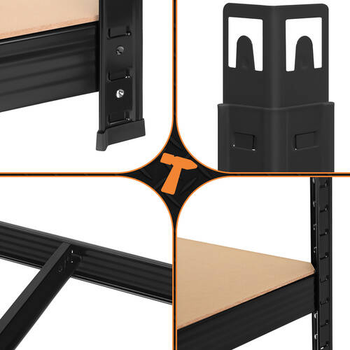 Oppbevaringshylle 700 kg, 150 x 75 x 30 cm Fleksibel 3 Hyller, Metall Svart - Bilde 21