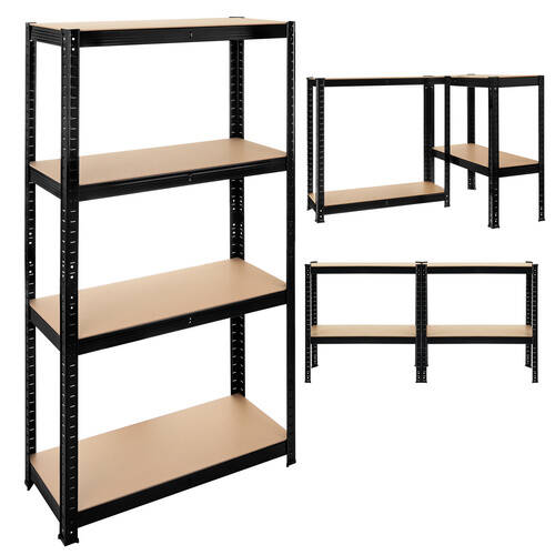 Oppbevaringshylle 700 kg, 150 x 75 x 30 cm Fleksibel 3 Hyller, Metall Svart - Bilde 24
