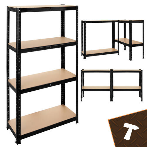 Oppbevaringshylle 700 kg, 150 x 75 x 30 cm Fleksibel 3 Hyller, Metall Svart - Bilde 7