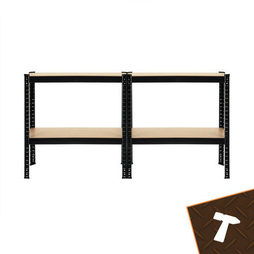 Oppbevaringshylle 700 kg, 150 x 75 x 30 cm Fleksibel 3 Hyller, Metall Svart - Bilde 10