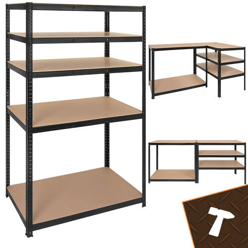 Lagerreol Metallhylle med 5 hyller, svart – for garasje og kjeller, 180 x 100 x 60 cm - Bilde 3