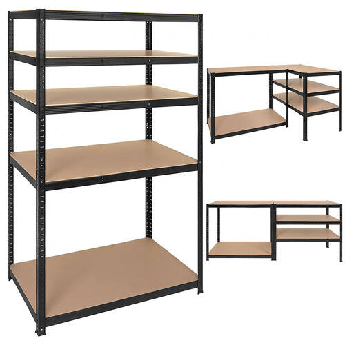 Lagerreol Metallhylle med 5 hyller, svart – for garasje og kjeller, 180 x 100 x 60 cm - Bilde 18