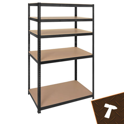 Lagerreol Metallhylle med 5 hyller, svart – for garasje og kjeller, 180 x 100 x 60 cm - Bilde 9