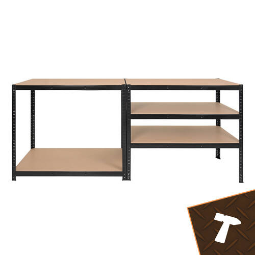 Lagerreol Metallhylle med 5 hyller, svart – for garasje og kjeller, 180 x 100 x 60 cm - Bilde 11