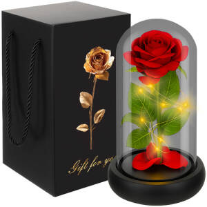 Kunstig Rose I Glass Rosa Med Lys