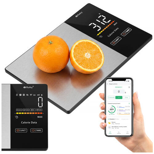 Kjøkkenvekt med Bluetooth, elektronisk presisjonsvekt 1 g, LCD-display, opptil 5 kg